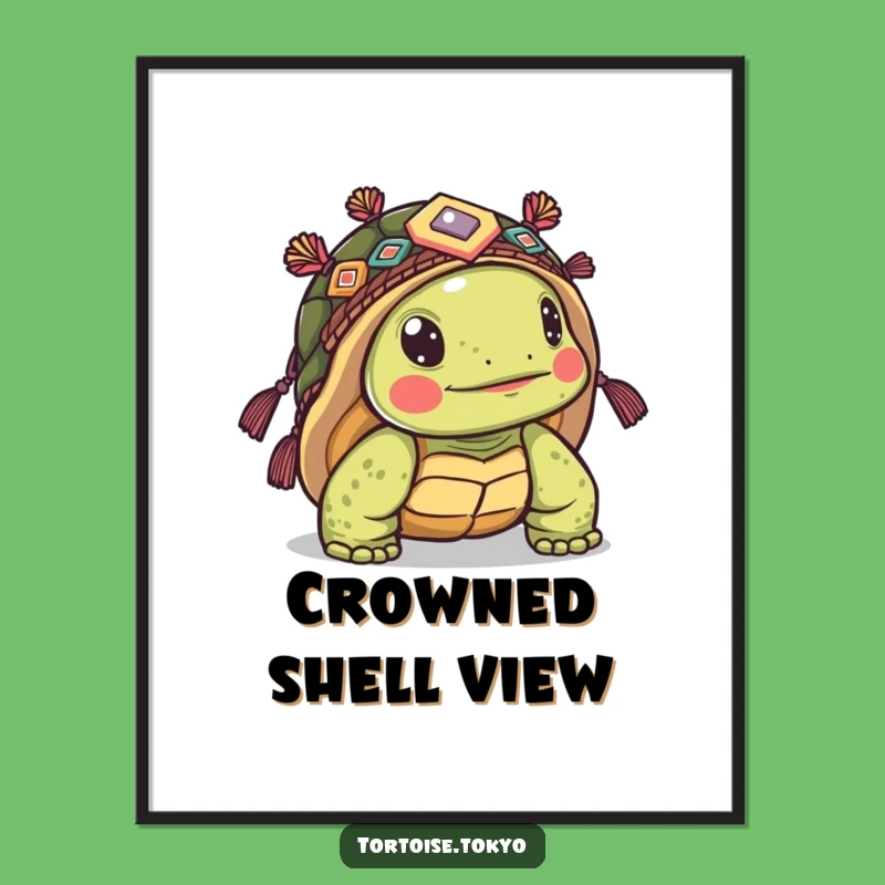 Funny Kawaii Tortoise Headwear Digital Print: Instant Curious Humorous Decor