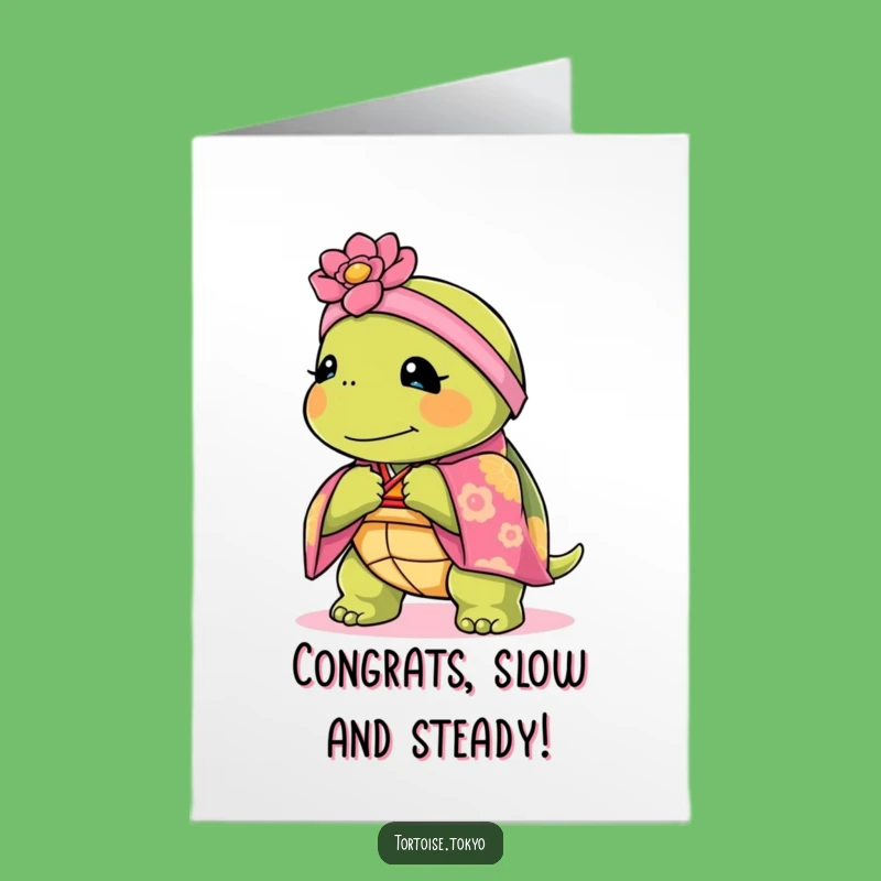 Free Printable Congrats Card: Elegant Kawaii Tortoise Bow for Honored Achievements