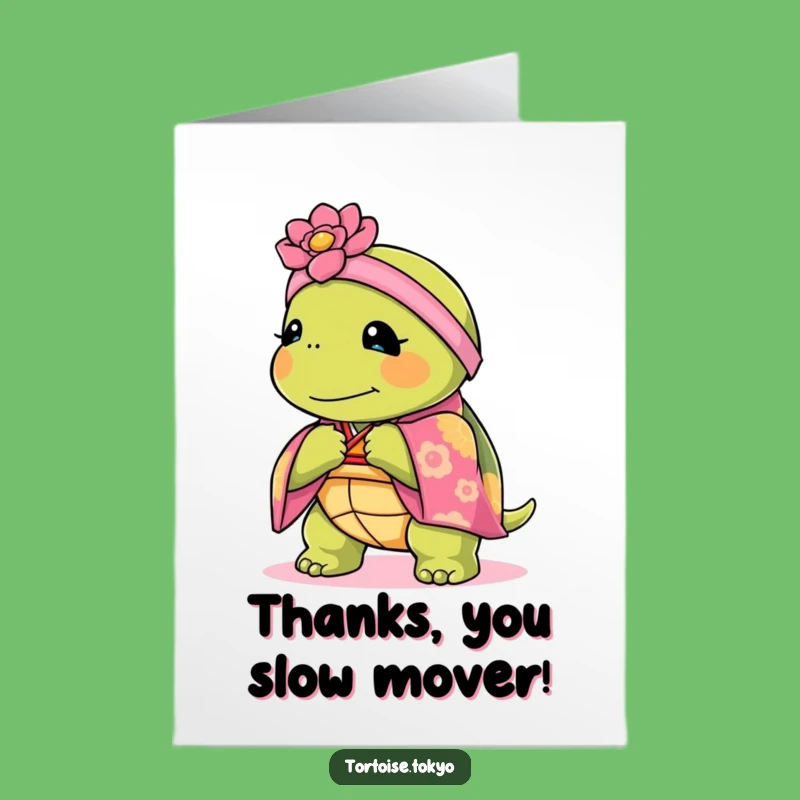 Free Printable Thank You Card: Graceful Kawaii Tortoise Bow of Appreciation