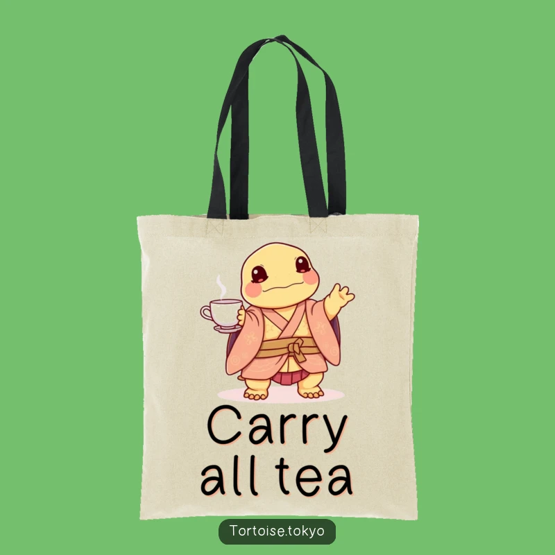 Funny Kawaii Tortoise Tea Set Tote Bag: Carry Your Essentials with Humor